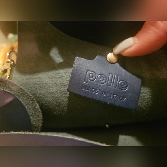 Pelle Navy Made In Italy Leather Gold Chain Mini Purse - Picture 11 of 13